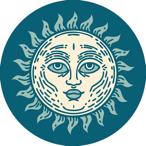 iconic tattoo style image of a sun with face 12090719 Vector Art at Vecteezy