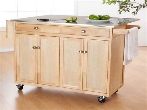 wooden portable kitchen island wheels studio apartment | Mobile kitchen ...