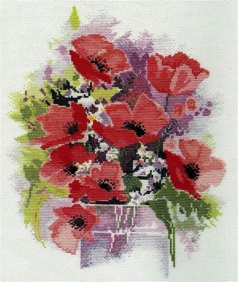 Derwentwater Designs Cross Stitch Kit - Poppies, Flowers | Роза вышивка крестом, Вышитые ...