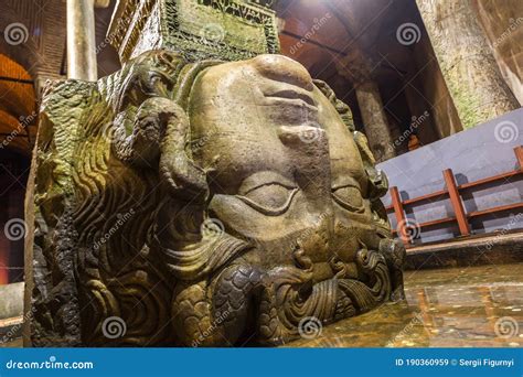 Medusa Head in Basilica Cistern Editorial Stock Image - Image of ...