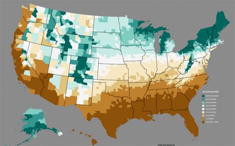 U.S. Average Snowfall Map | Wondering Maps