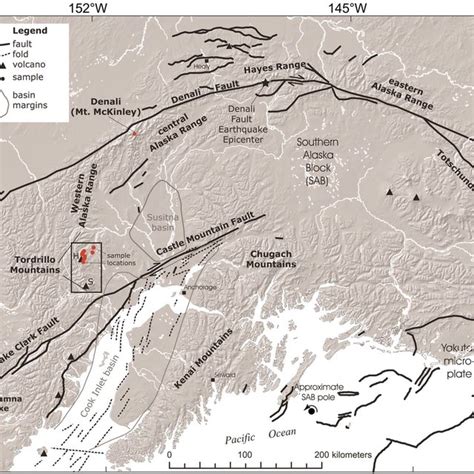 Digital elevation map of the topographically segmented Alaska Range ...