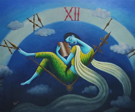 Buy Dream Time Painting with Acrylic on Canvas by Uttam Bhattacharya ...