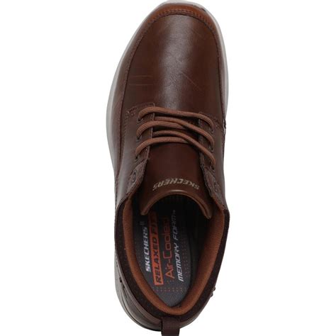 Buy SKECHERS Mens Elent Leven Leather Lace Up Shoes Brown