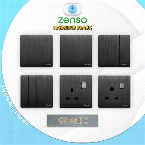 ZENSO Grande Black Color Switches & Socket Suis Lampu Rumah Warna Hitam ...