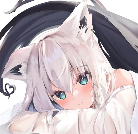 Anime Anime Girls Fox Girl Fox Ears Fox Tail Blue Eyes White Hair ...