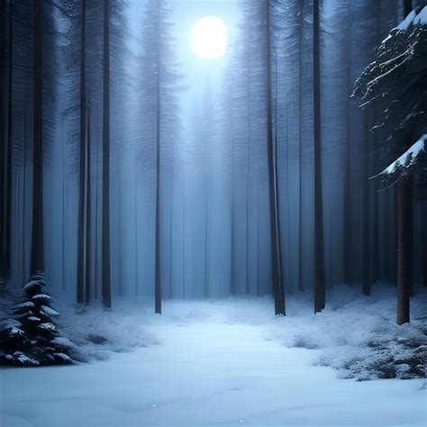 Premium Photo | Dark abstract winter forest background Wooden floor snow fog Dark night ...