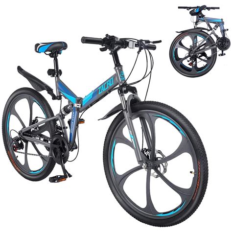 Zacro 26" Folding Mountain Bike, 24 Speed Dual Disc Brake Alloy Wheels ...