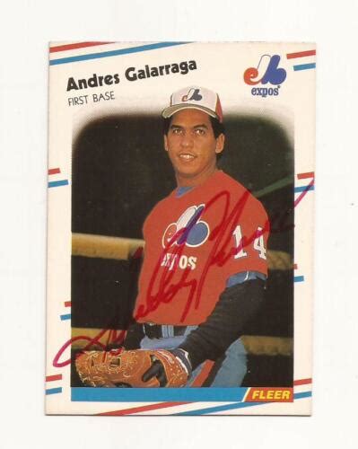 1988 Fleer # 184 Andres Galarraga Autograph Signed Card Montreal Expos ...