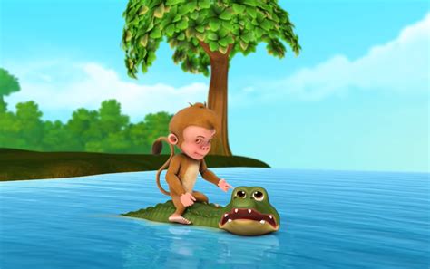 The Monkey and The Crocodile Story for Kids - with Moral