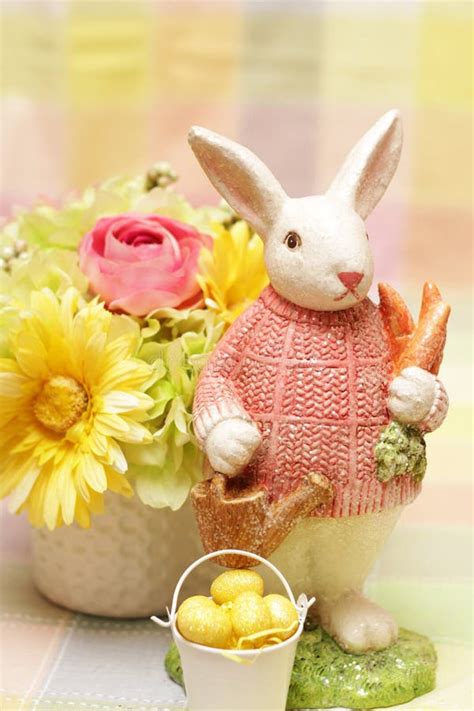 Easter Bunny Flowers and Eggs Stock Photo - Image of easter, colorful: 39265062