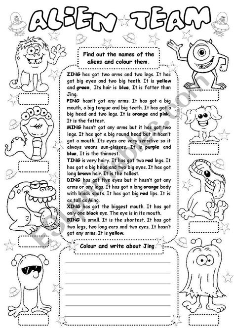 Alien Team worksheet | Vocabulary worksheets, Vocabulary, Education