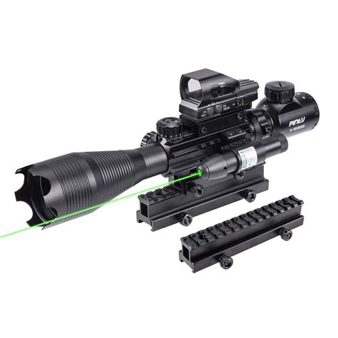 Pinty Rifle Scope 4-16X50 Illuminated Optics Sight Green Laser, Reflex Holographic Dot Sight ...