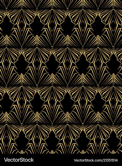 Art deco template golden-black seamless pattern Vector Image