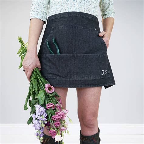 Personalised Cross Stitch Denim Gardening Apron By Sparks And Daughters