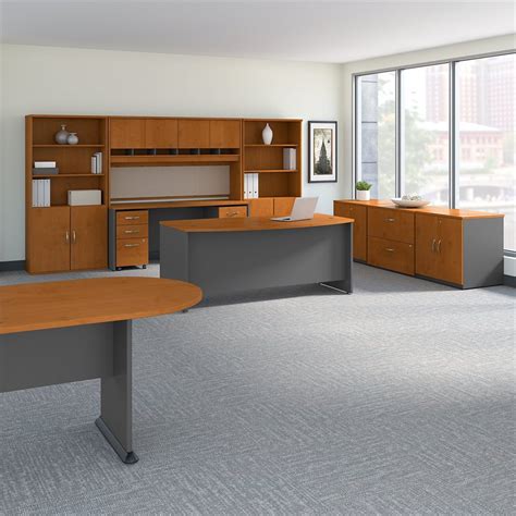 Bush Business Furniture Series C Executive Office Suite with Storage and Conference Table in ...