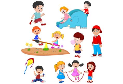 Cartoon Kids Playing Clipart Set Graphic Graphic by tigatelusiji · Creative Fabrica