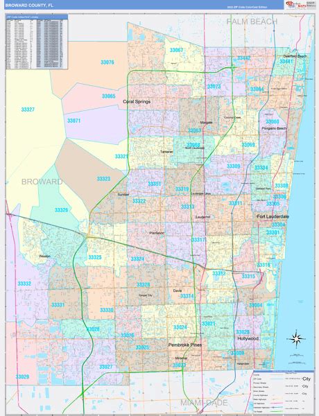 Broward County, FL Wall Map Color Cast Style by MarketMAPS - MapSales