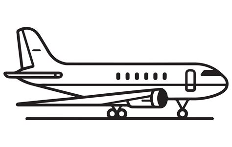 Airliner. Editable outline sketch of airplane. Stock vector ...