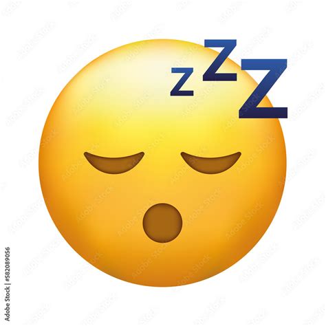 Sleeping emoji. Snoring emoticon, Zzz yellow face with closed eyes Stock Illustration | Adobe Stock