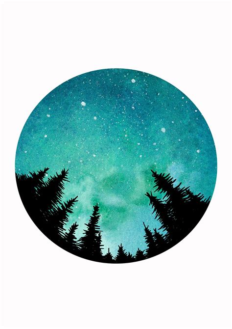 Forest Starry Night Sky Art Print of My Original Painting - Etsy