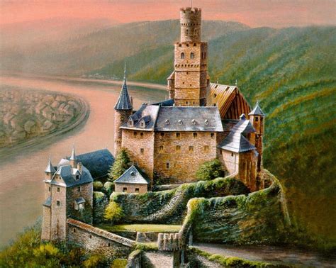 medieval-castle-painting by | Пейзажи, Архитектурные эскизы, Город