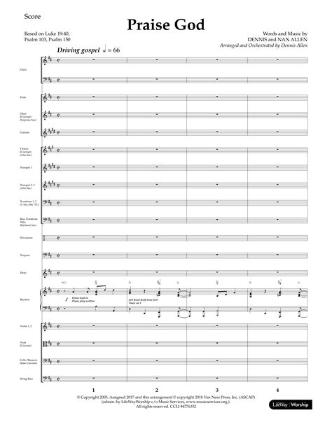 Praise God (Choral Anthem SATB) Orchestration (Lifeway Choral / Arr. Dennis Allen) - PraiseCharts