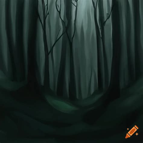 Dark forest oil painting
