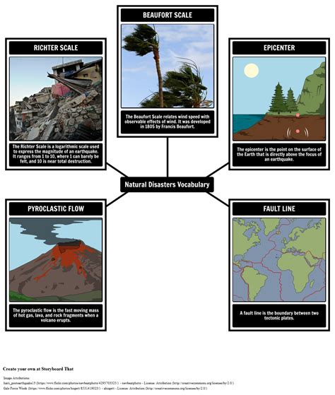 Natural Disasters Vocabulary and Definitions Spider Map