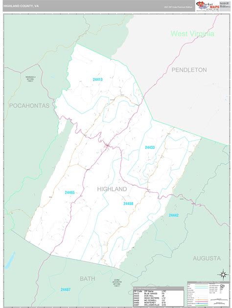 Highland County, VA Wall Map Premium Style by MarketMAPS - MapSales