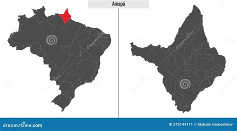 Amapa map state of Brazil stock vector. Illustration of famous - 275144171