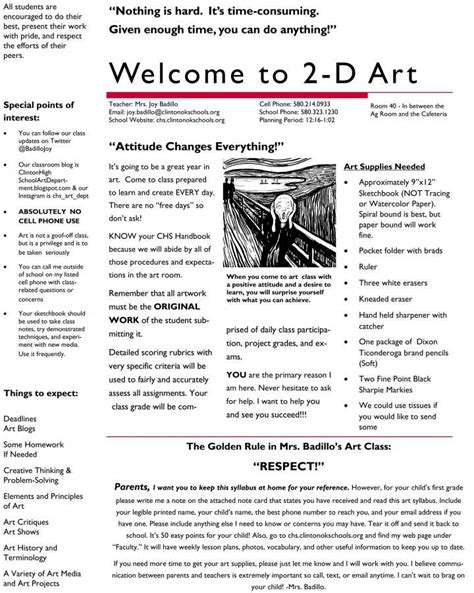 2-D Art Course Syllabus | Art syllabus, Art classroom management, Art school