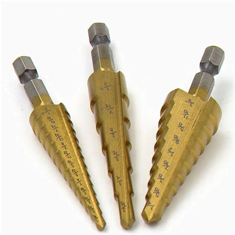 3pcs Cone Step Drill Bit Titanium HSS Reamer Triangle Head Coated Kit ...