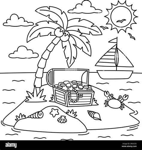 Island Summer Coloring Page for Kids Stock Vector Image & Art - Alamy