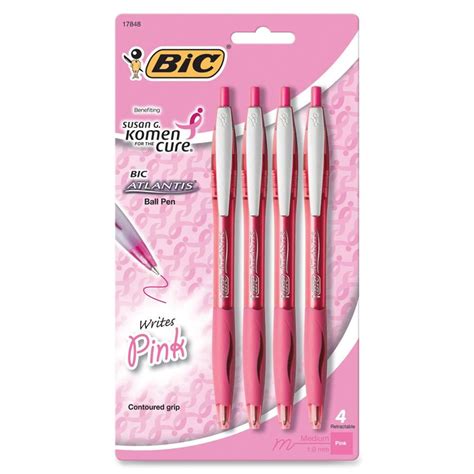 BIC Atlantis Ballpoint Retractable Pen, Pink Ink, Medium, 4 per Pack - Walmart.com