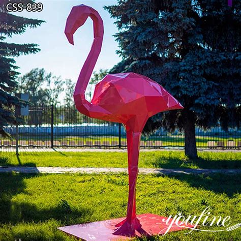 Extra Large Metal Pink Flamingo Statue