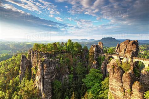 Bastei Bridge, Saxon Switzerland National Park, Saxony, Germany, Europe - Stock Photo - Dissolve