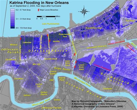 Katrina Flooding in New Orleans. Map by Richard Campanella, 2008. | New ...