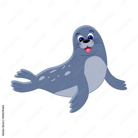 Cute cartoon seal. Arctic animal. Vector illustration isolated on white background. Stock Vector ...