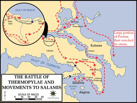 Map of the Battle of Thermopylae 480 BC