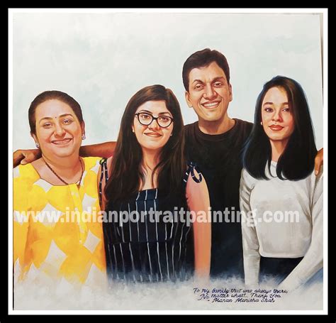 Personalised canvas portrait painting for family - Indian Portrait Painting