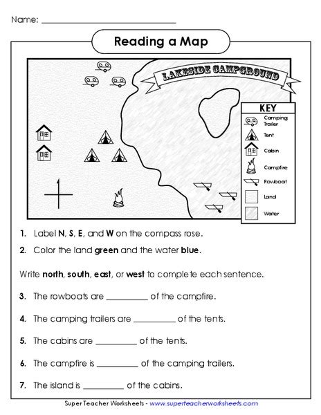 Reading a Map Worksheet for 1st - 3rd Grade | Lesson Planet