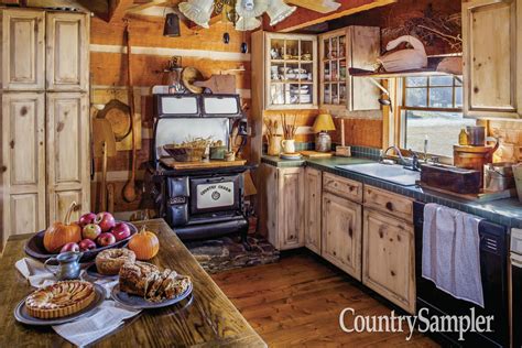 Check out this rustic log cabin kitchen, from the article "Into the ...