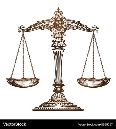 Scales of justice vintage sketch Royalty Free Vector Image