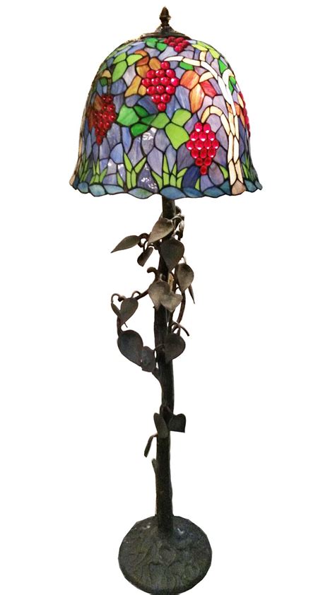 Tiffany Style Floor Lamp - Tree Trunk And Vine Leaves Base | Modernism