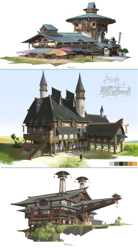 ArtStation - Game architecture design, WenJie Kong | Game concept art, Fantasy art landscapes ...