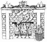 Free Christmas Coloring Page  Fireplace sketch template