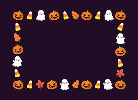 Cute Rectangle Halloween frame template. Rectangular Halloween border ...