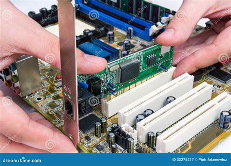 Man Installing LAN Network Adapter Stock Image - Image of networking ...