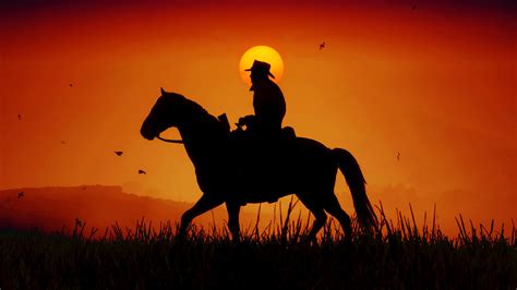 Silhouette Of Cowboy And Horse HD Red Dead Redemption 2 Wallpapers | HD ...